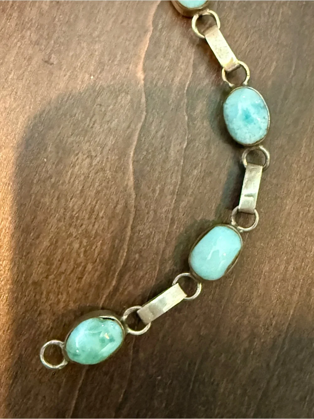 Larimar/Amber Artisan Handmade Dominican Sterling Silver Happy Hour Bracelet - Picture 5 of 15